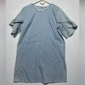 BCBGeneration faded denim Ruffle Sleeve Tee